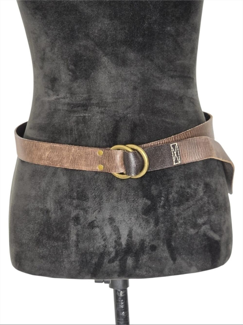 Polo Ralph Lauren Leather Belt M Double O Ring Brass Buckle Equestrian Classic